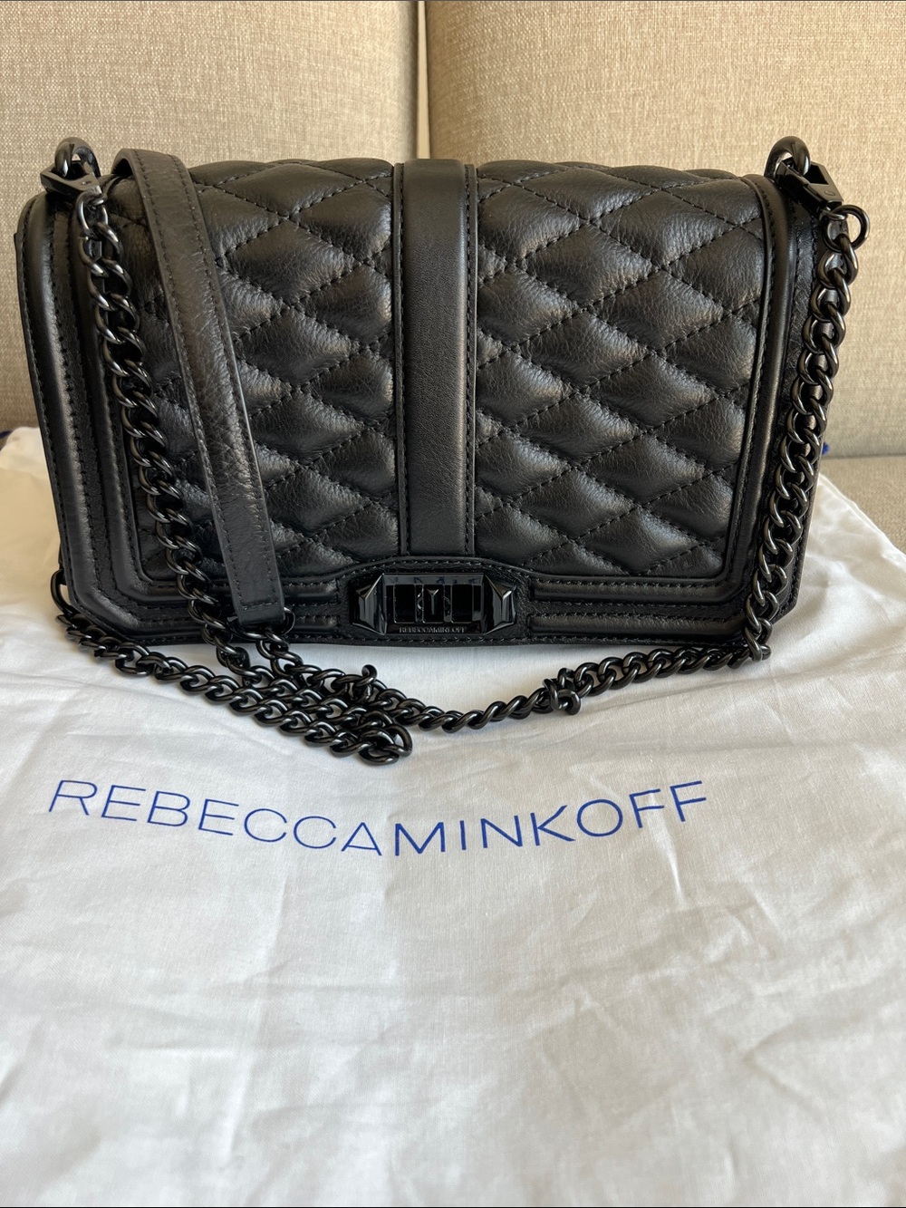 Rebecca Minkoff | Quilted Chevron Leather Love Crossbody Black Hardware